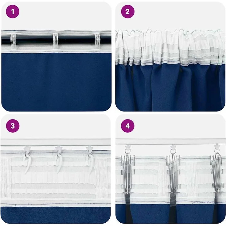 vidaXL Verdunkelungs-Vorhänge mit Ringen 2 Stk. Dunkelblau Polyester 4107476 – Bild 7