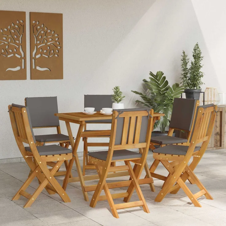 vidaXL Außen Bistro-Stühle mit Kissen 6 pcs Dunkelgrau 38 x 46 x 85 cm 3416295 – Bild 3