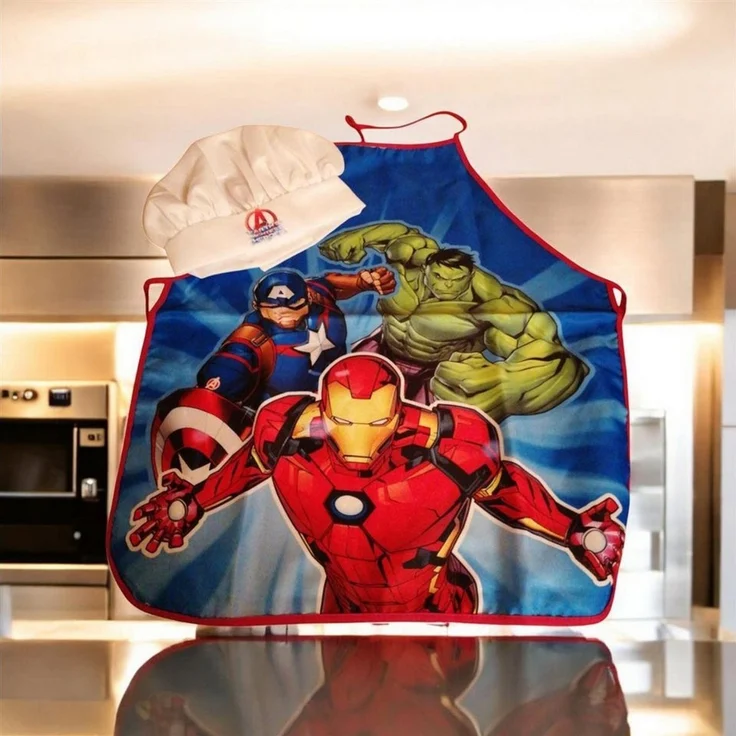 MARVEL Kochschürze Kochschürze für Kinder mit Kochmütze, Marvel Avangers – Bild 2