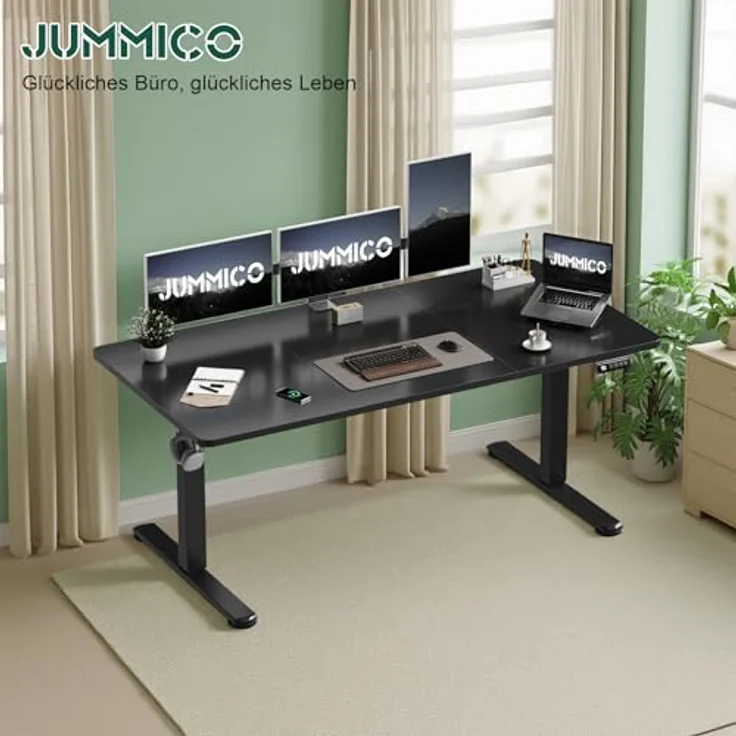 JUMMICO Höhenverstellbarer Schreibtisch 110x60cm, Standing Desk Elektrischer Schreibtisch Höhenverstellbar mit Memory-Funktion, Schwarz – Bild 7