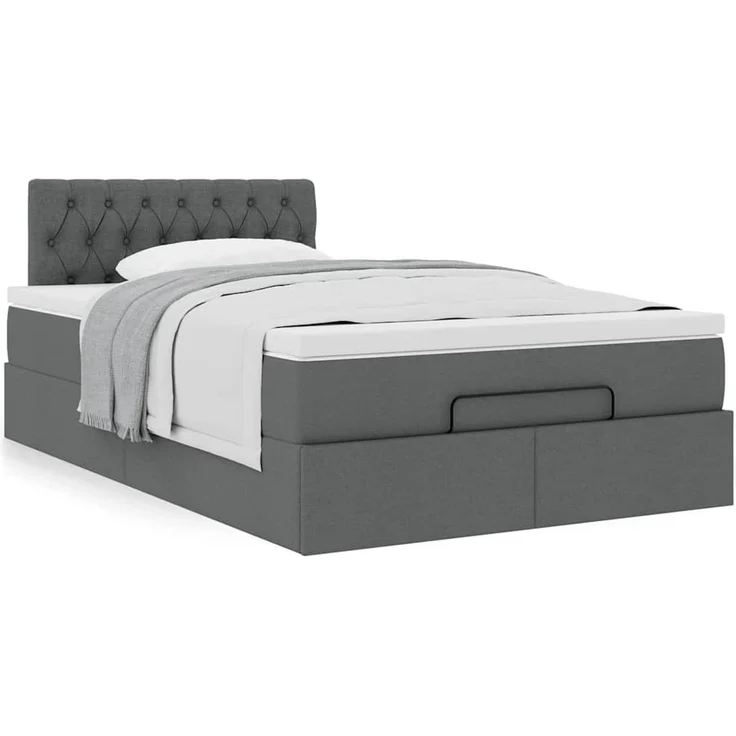 vidaXL Ottoman-Bett mit Matratze Dunkelgrau 120x190 cm Stoff 3311526 – Bild 12