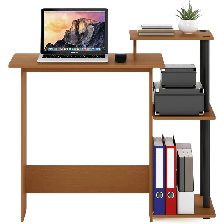 Furinno Computer/Schreibtisch, Verbundholz/ PVC-Rohre Helle Kirsche/Schwarz, 39,6 x 100,6 x 85,3 cm – Bild 4