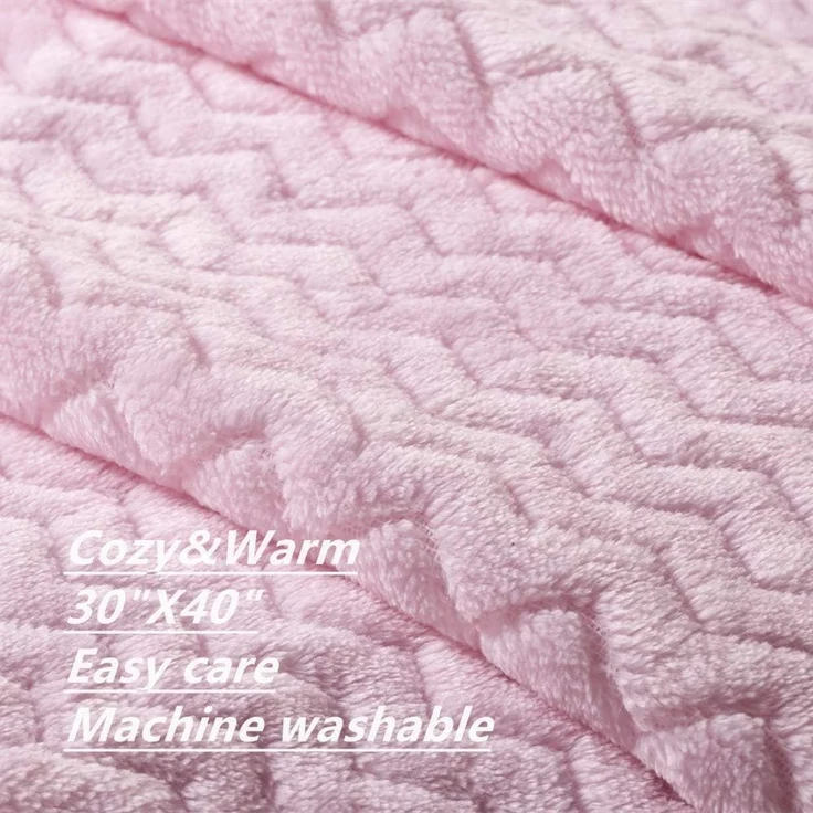 CREVENT Leichte, kuschelige, Flauschige, warme Fleecedecke für Mädchen, Kleinkinder, Kinderbett, Kinderbett, Kinderwagen (75X100cm, gewelltes Babyrosa) – Bild 3