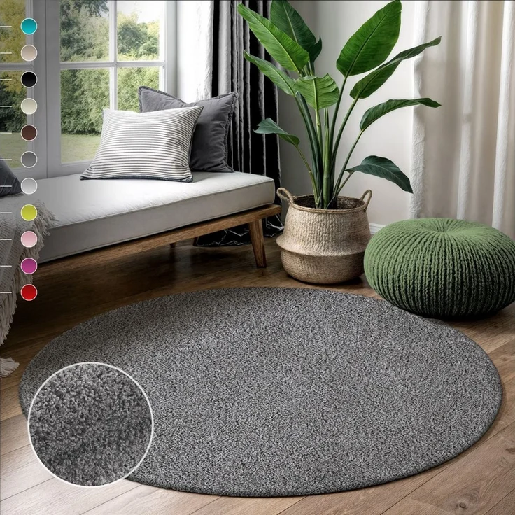 Sanat Hochflor-Teppich LOCA, rund, Höhe: 30 mm, Wohnzimmer, Langflor, Shaggy, Schlafzimmer – Bild 1