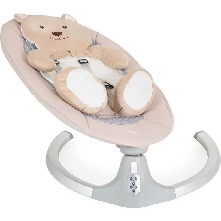 Moni Babywippe elektrische Ari Bär Melodien, Fernbedienung, Teddy-Bär Pad, Timer beige – Bild 5