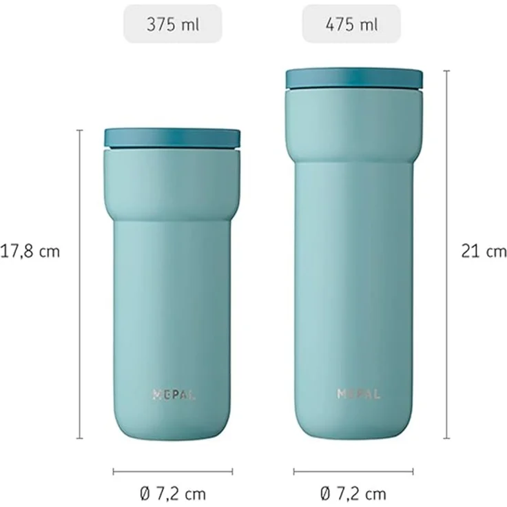 Mepal - Isolierbecher Ellipse - 6 Stunden heiß & 10 Stunden kalt - Thermobecher für Unterwegs - Geeignet als Tee & Kaffeetasse zum Mitnehmen - Passt in alle Becherhalter - 475 ml - Nordic Green – Bild 3