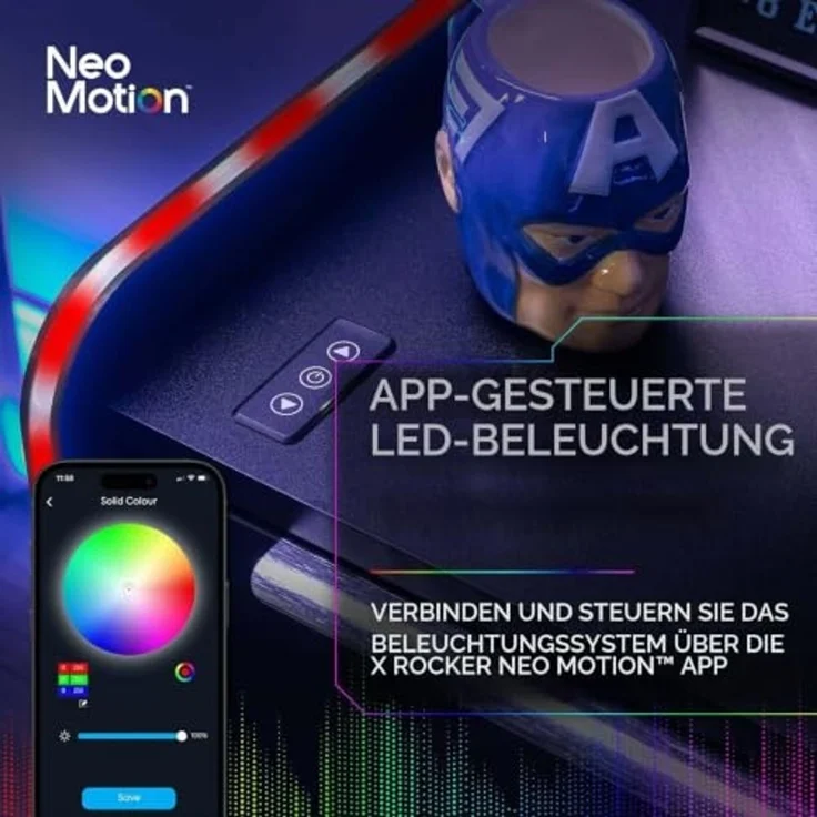 X Rocker Electra Nachttisch - Gaming Nachtschrank mit RGB-Beleuchtung, App-Steuerung & Wireless – Bild 4