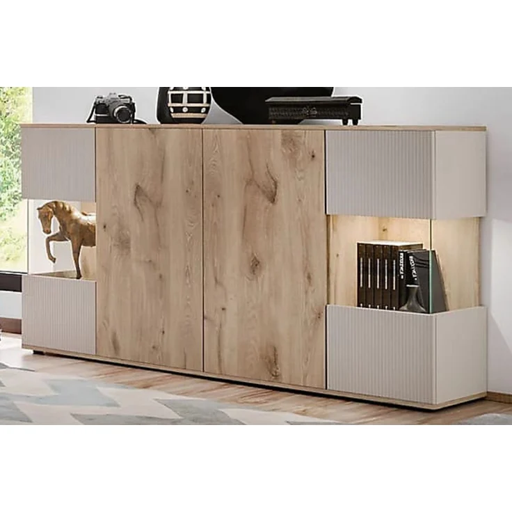 Sideboard Cathlyn in Viking Eiche und Kaschmir mit LED 160 cm – Bild 1