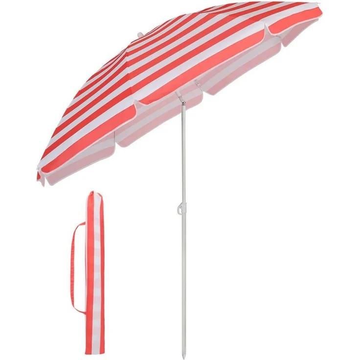 Sekey 160 cm Sonnenschirm Strand mit Schutzhülle für Balkon Garten & Terrasse Neigungswinkel und Höhe verstellbar, Rund – Bild 1