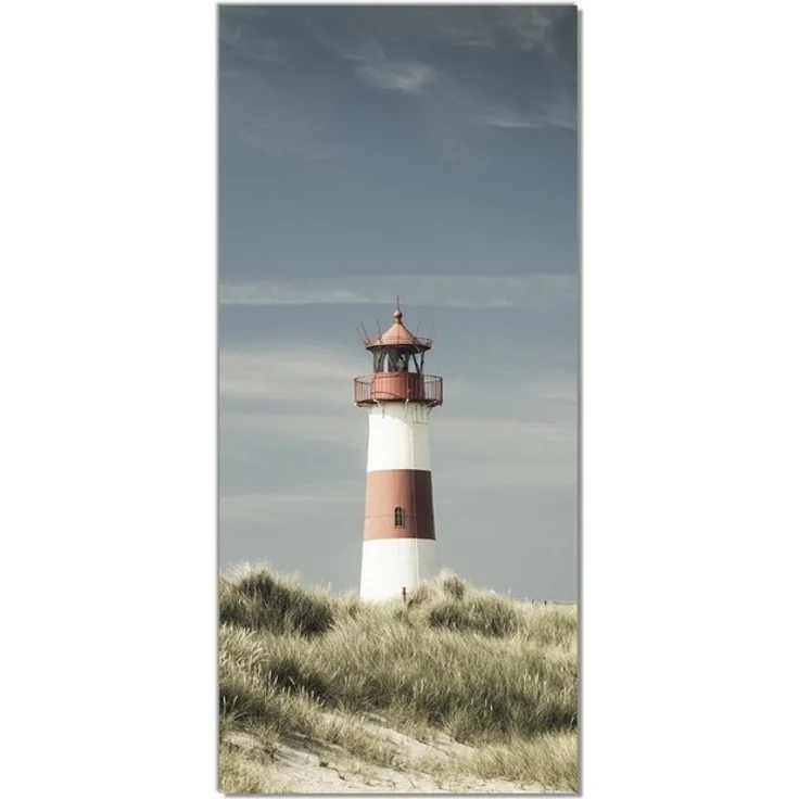 Wallario Türtapete Leuchtturm auf der Düne am Strand, glatt, ohne Struktur – Bild 4