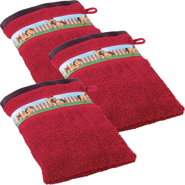 Erwin Müller Waschhandschuh Kinder-Waschhandschuh 3er-Pack, (3-St), Walk-Frottier Uni – Bild 1