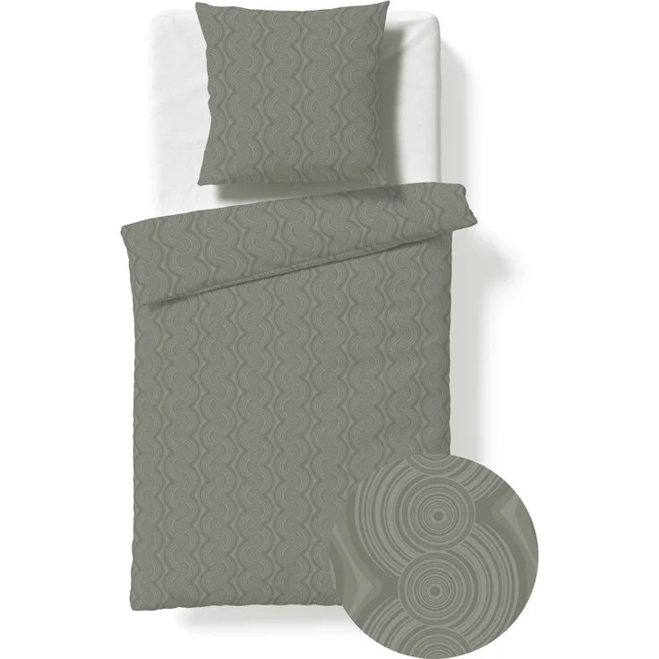 Fleuresse Havanna Damast Bettwäsche uni 135x200 Wellen steingrau 454604-9039 – Bild 2