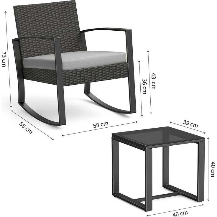 Bealife Gartenmöbel Set Balkon 2 Personen Outdoor Rattan Terrasse Pool – Bild 2