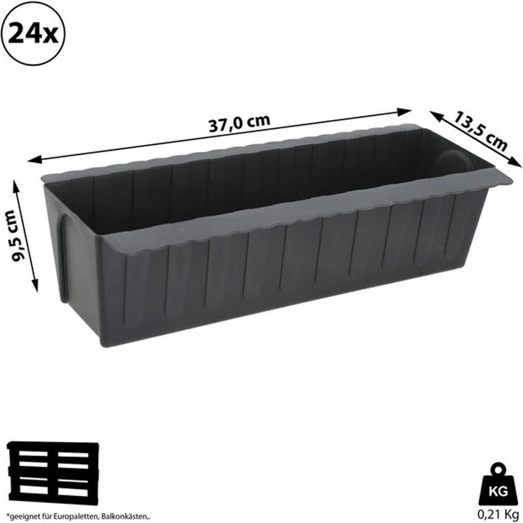 CEPEWA Pflanzeinsatz Pflanzkasten gewellt 24er Set Europalette Kunststoff 37x9,5x13,5cm (24 St) – Bild 4