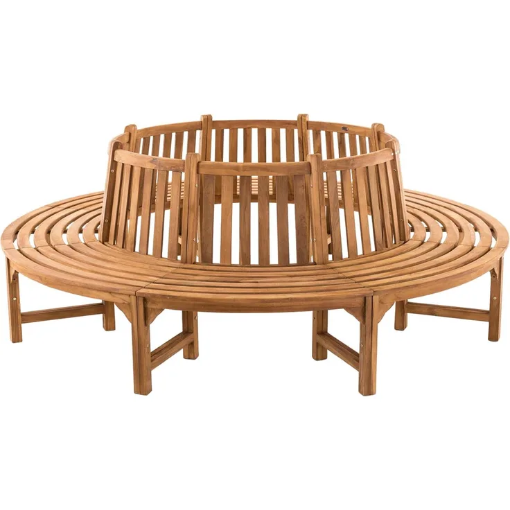 Baumbank SUTOR - Holz Teak 250x250x92 cm | Kreisrunde Sitzbank Mit Lehne Baumbank Gartenbank Für Baum