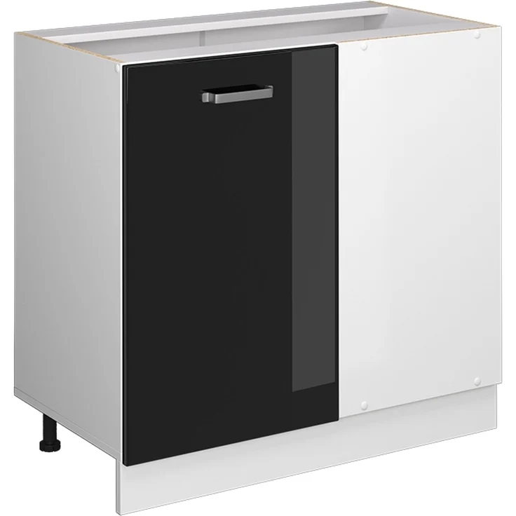 Küchenfront R-Line Schwarz Hochglanz 46x71.6 cm Möbelfront für den Eckunterschrank Vicco – Bild 5