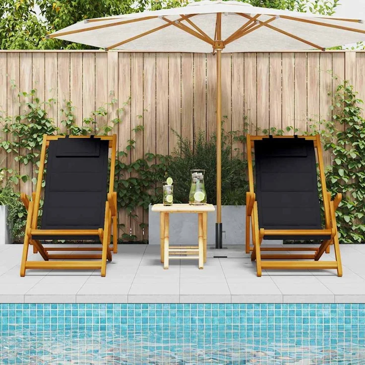 vidaXL Liegestuhl 2 pcs Braun 61.5 x 123 x 82cm Massivholz Akazie 3325140 – Bild 2