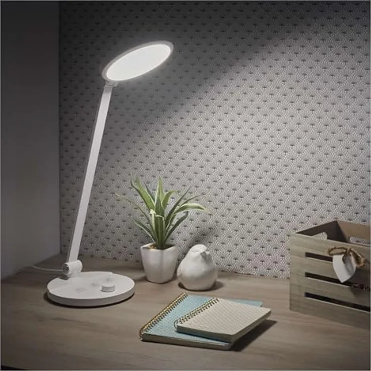 Emos LED-Schreibtischlampe CHARLES, 7,6W, 550lm, dimmbar, klappbar und neigbar, Farbwechsel, 1,3m Kabel, weiß, Z7628W