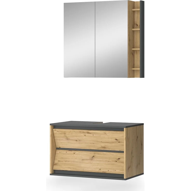 Badmöbel-Set Edelin Anthrazit/Artisan-Eiche 2-teilig Vicco – Bild 1