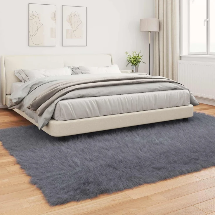 vidaXL Kunstschaffell Teppich Tafalla Anthrazit 240 x 340 cm Polyester 42021596 – Bild 3