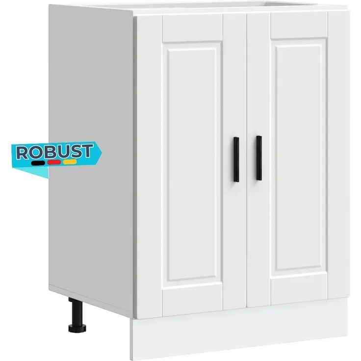 Küchenunterschrank THEO Weiß 60x46x81,5 cm | Küche Unterschrank mit Türen