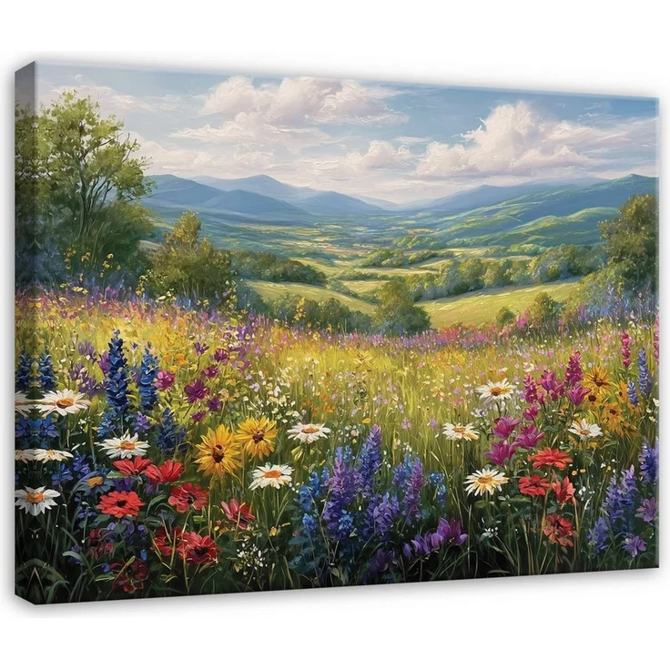 Wallarena Leinwandbild Landschaft Wiese - Grün - Elegant - Wohnzimmer, Landschaft, 40 x 30 x 2 cm – Bild 1