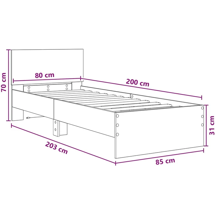 vidaXL Bettrahmen mit Kopfteil Kunsthandwerk Eiche Holzwerkstoff 8009001 – Bild 10
