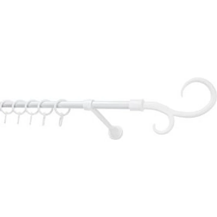 Hexim Gardinenstange, Vorhangstange Ø 16mm inkl. Gardinenringe mit Haken, Metall & Kunststoff (weiß, Kringel) Gardienenstange Vorhang Stangen 2m curtain rod – Bild 6