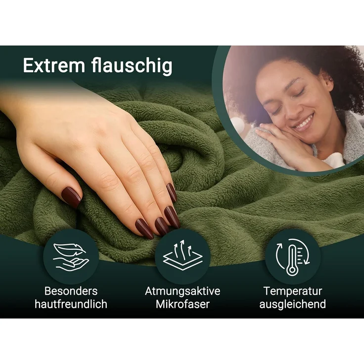 ZOLLNER Kuscheldecke, 150x200 cm, oliv – Bild 3