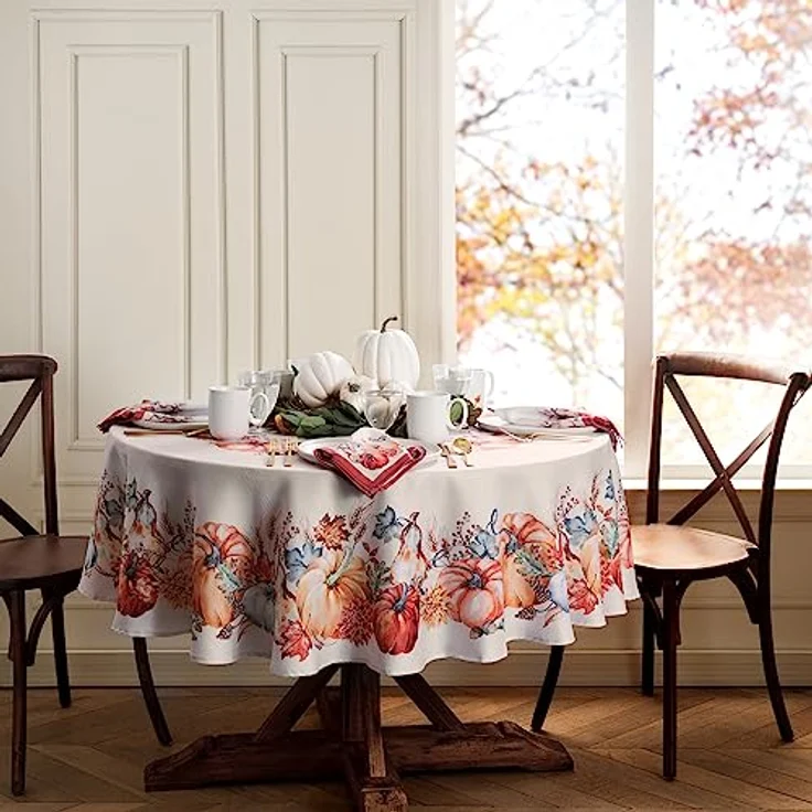 Elrene Home Fashions Botanical Harvest Kürbis-Tischdecke, 152,4x213,4 cm, oval – Bild 3