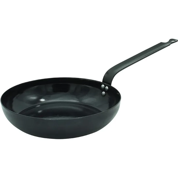 Karl Krüger 117047BL Pfanne mit Stiel 24 cm, Serie BLACK (Westernpfanne), Stahl emailliert / Bratpfanne