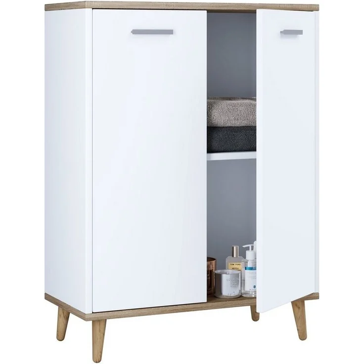 VCM Kommode & Sideboard Lindas 917530 Weiß / Honig-Eiche H. 81 x B. 60 x T. 28 cm
