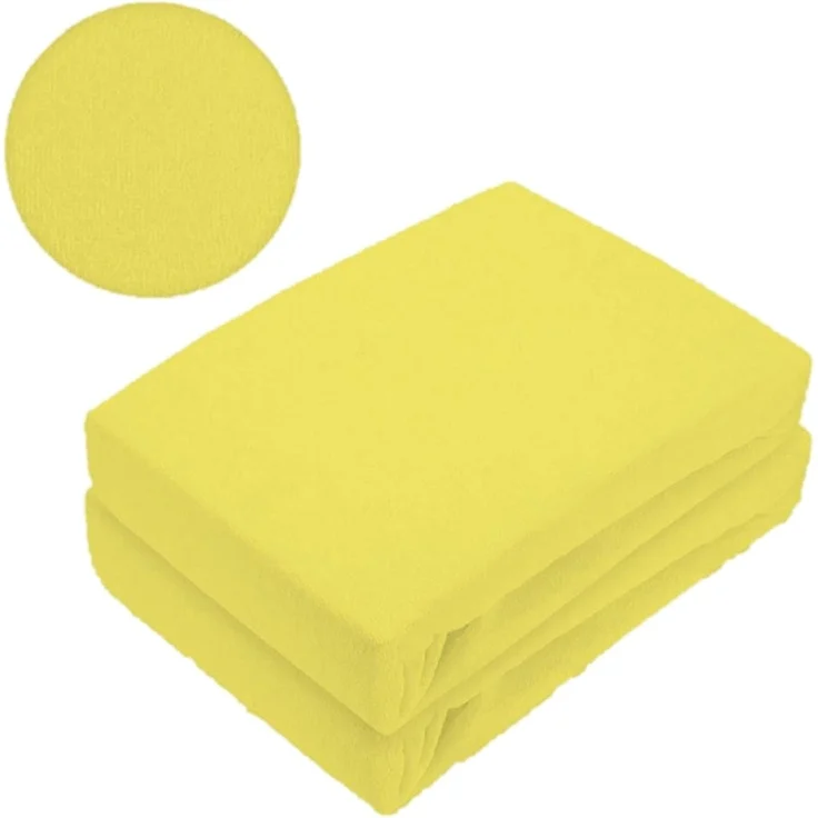 Doppelpack Marke Frottee Spannbettlaken Gelb 90 x 200 cm – Bild 2