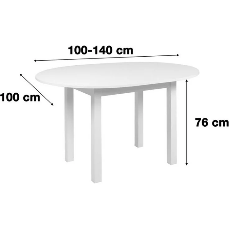 Newroom Esstisch Noa, ausziehbar bis 140cm Weiß Küchentisch Speisetisch – Bild 4