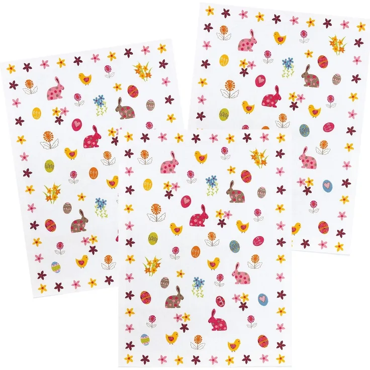Kracht Geschirrtuch Häschen, (3-tlg, 3-teilig), Geschirrtücher (3 Stück), ca. 50 x 70 cm, Halbleinen bedruckt