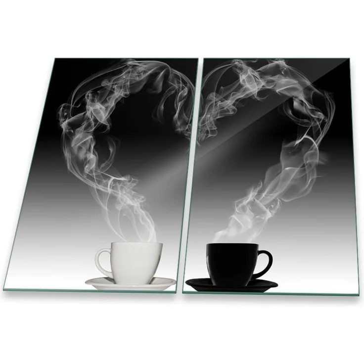 Decorwelt Herd-Abdeckplatte Kaffee, (2 tlg, 1/2 Teilig), Für alle Herdarten excl. Gasherde – Bild 1