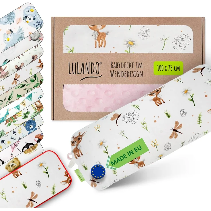 LULANDO Babydecke Kuscheldecke Krabbeldecke aus 100% Baumwolle, antiallergisch, Standard 100 von Oeko-Tex, hergestellt in der EU,(100x75 cm). Kuschelige Lieblingsdecke für Ihr Baby. – Bild 1