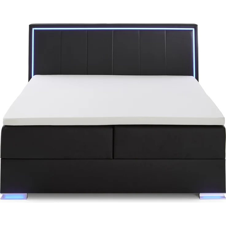 Colorado II Boxspringbett schwarz Kunstleder 209cm x 191cm x 121cm – Bild 2