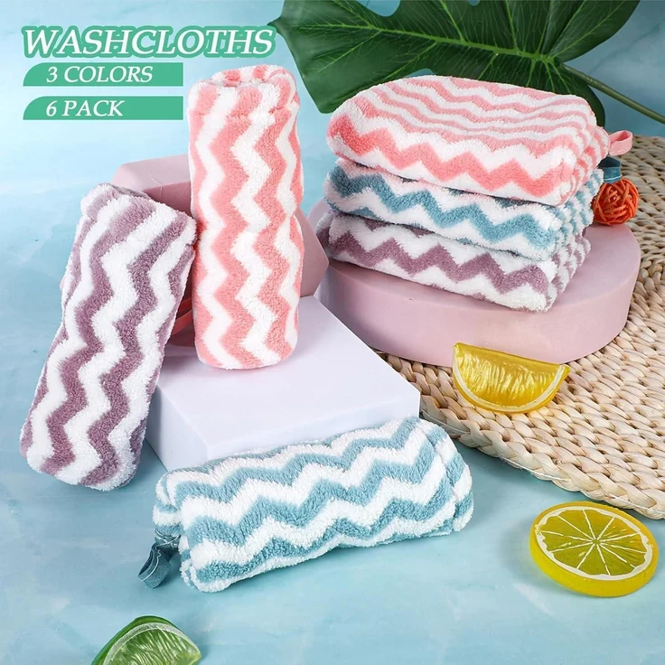 6er Pack Waschlappen Set Frottee Korallenfleece 20x13cm für Gesicht Körper – Bild 7