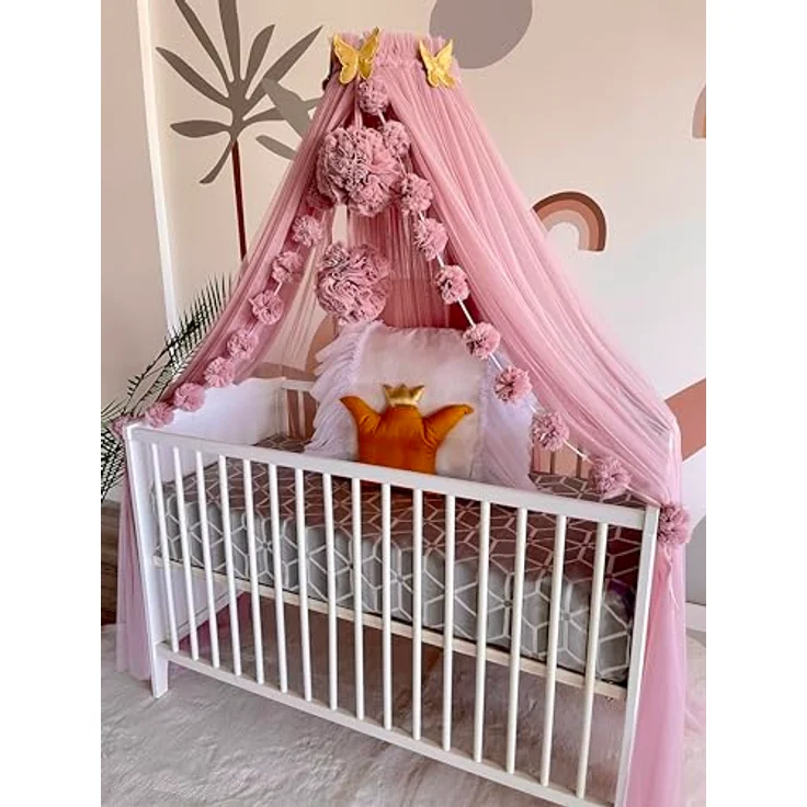 Baby Fancyroom Betthimmel Betthimmel aus 12 Meter Tüll aus 1. Klasse für Kinderbett Gitterbett, Himmel für Babybett Kinderbett – Bild 7