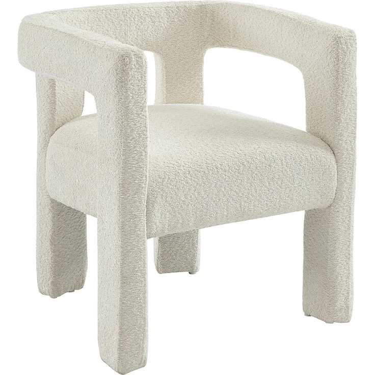 Vente-unique - Stuhl mit Armlehnen 2er-Set - Bouclé-Stoff & Metall - Weiß - SOFANA von Pascal MORABITO – Bild 4