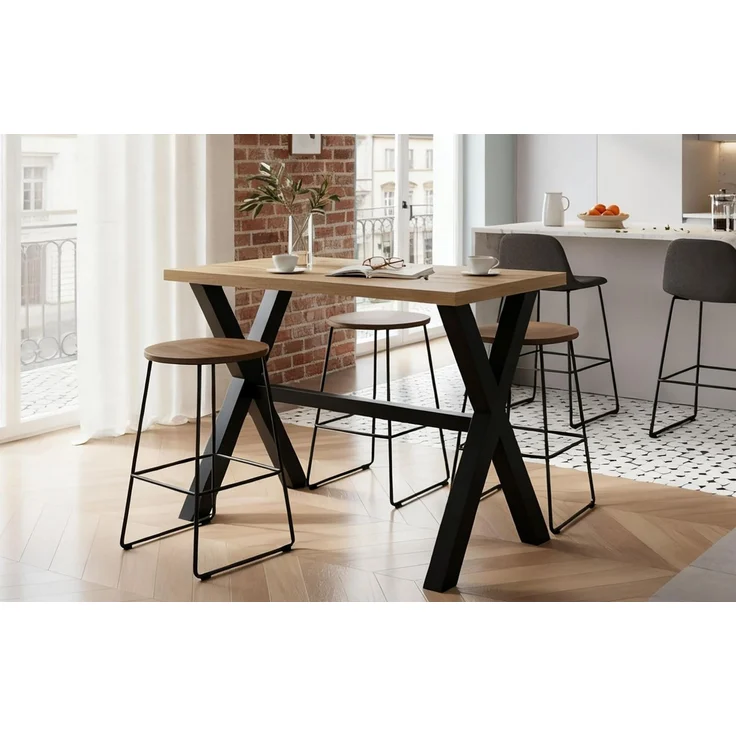 DUBI Möbel Bartisch LOTTE, schweres 4-Fuß oder X-Gestell, Metallgestell, Holztischplatte aus MDF – Bild 2
