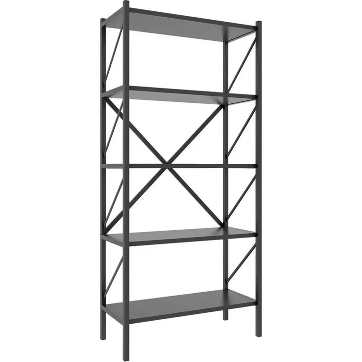 MID.YOU Regal Anthrazit, 5 Fächer aus Holzwerkstoff, 66x160x34 cm, stehend für Wohnzimmer