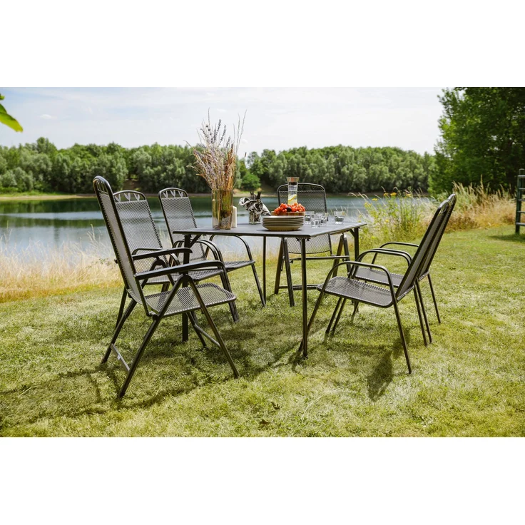 greemotion Klappstuhl Toulouse klappbar wetterfest verstellbar Gartenstuhl Balkonstuhl 58x108x64 cm eisengrau – Bild 12