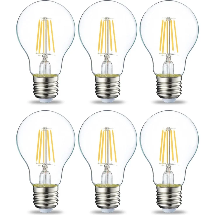 Amazon Basics LED-Leuchtmittel, Edison-Sockel E27, 4,3 W (entspricht 40-W-Glühbirne), nicht dimmbar, klares Filament, 6 Stück (1er Pack), Warmweiß – Bild 1