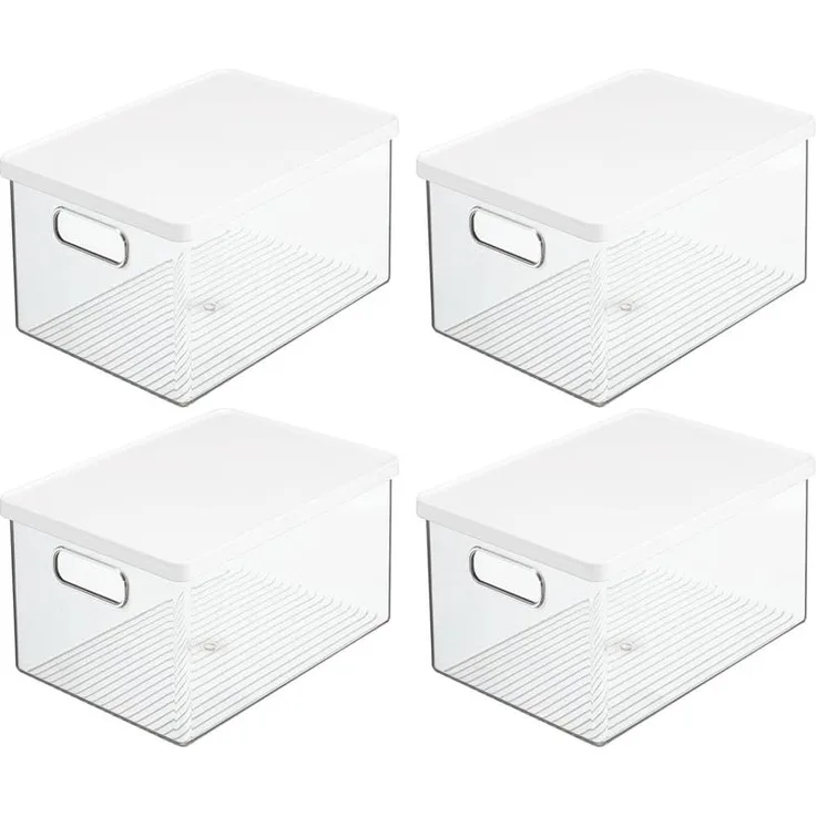 Aufbewahrungsbox Organizer Box mit Deckel mDesign stapelbar 4er Set Transparent