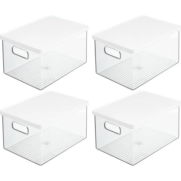 Aufbewahrungsbox Organizer Box mit Deckel mDesign stapelbar 4er Set Transparent – Bild 1