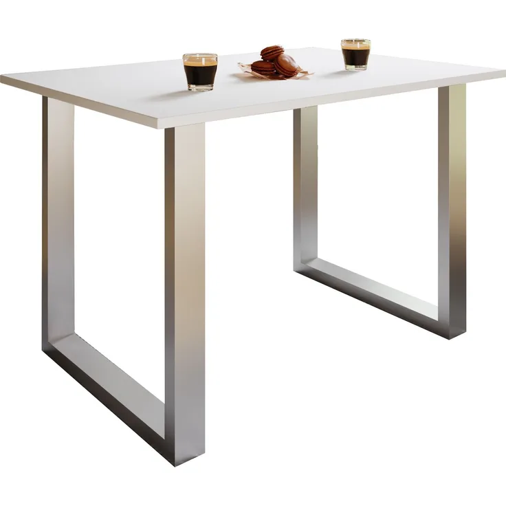 VCM Esstisch Xona 916820 Silber / Weiß H. 76 x B. 140 x T. 50 cm