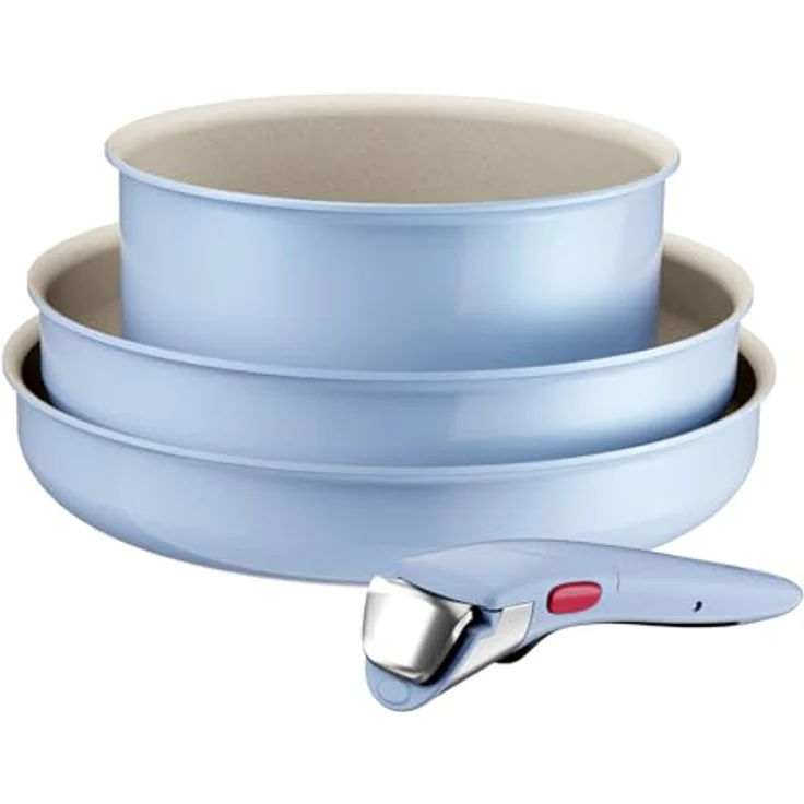 Tefal Ingenio Serenity Kochgeschirr-Set 4-teilig, Mineralia Antihaftversiegelung, platzsparend, stapelbar, für alle Herdarten, spülmaschinengeeignet, Calm Blue, L8274S04 – Bild 3