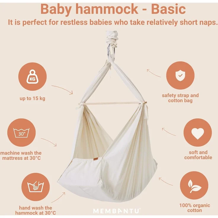 Membantu® Federwiege Premium für Babys (Cozy Cradle) Natur – Bild 5